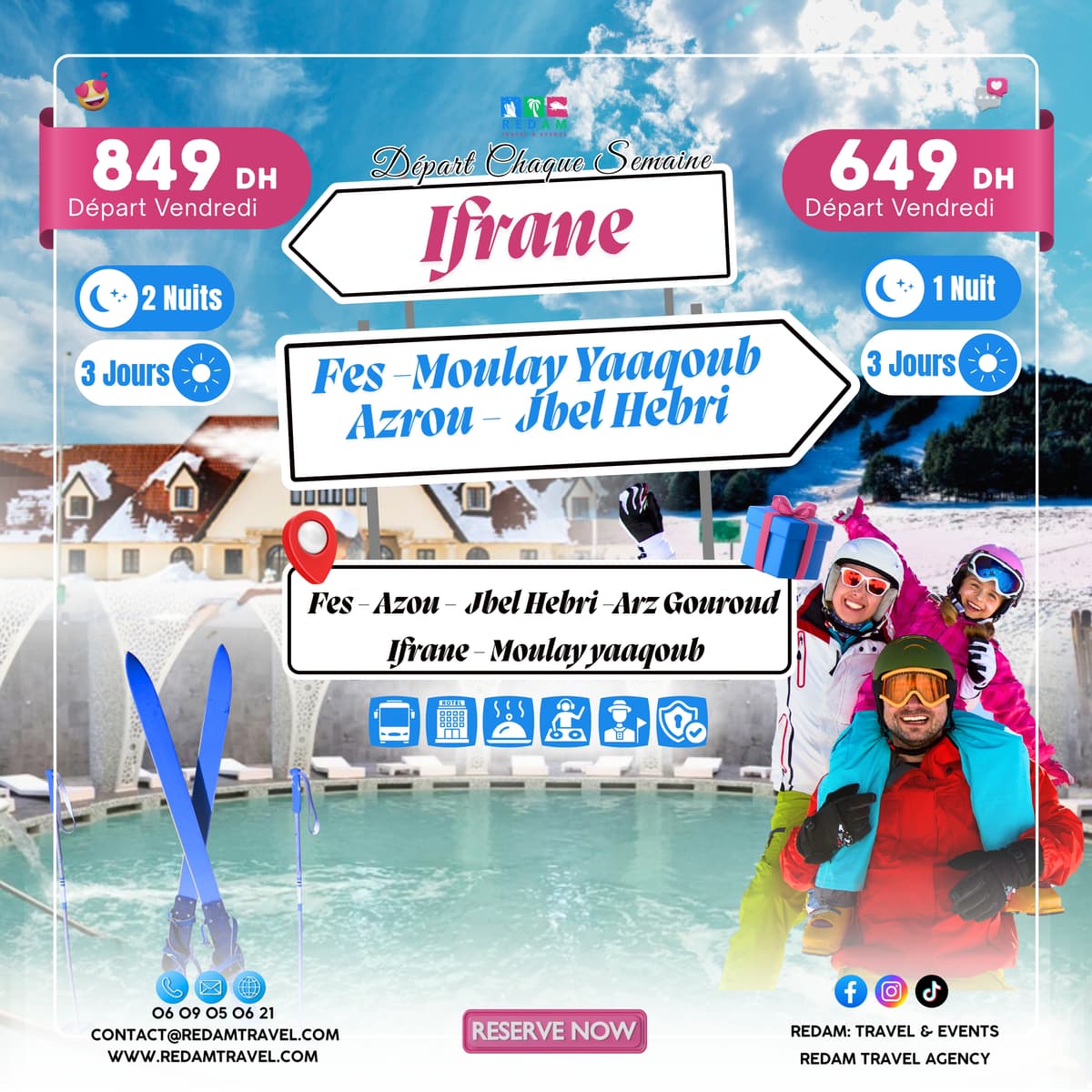 Ifran moulay yaakoub Fes Azrou - voyage à Ifrane